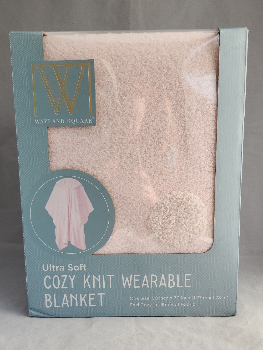 Wayland Square Ultra Soft Cozy Knit Wearable Hooded Blanket - Light Pink
